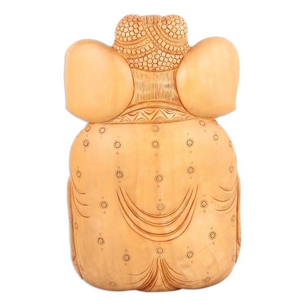 Alternate image for Brown Kadam Wood Sculpture of Ganesha Crafted in India Celestial Blessing