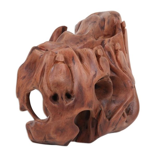 Alternate image for Abstract Sculpture Crafted from Reclaimed Tun Wood Eyes of Nature