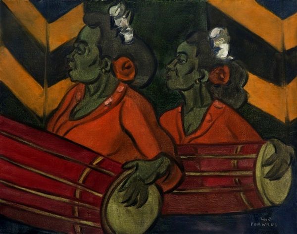 Alternate image for Oil on Canvas Portrait of Javanese Gamelan Drummers Gendang Players