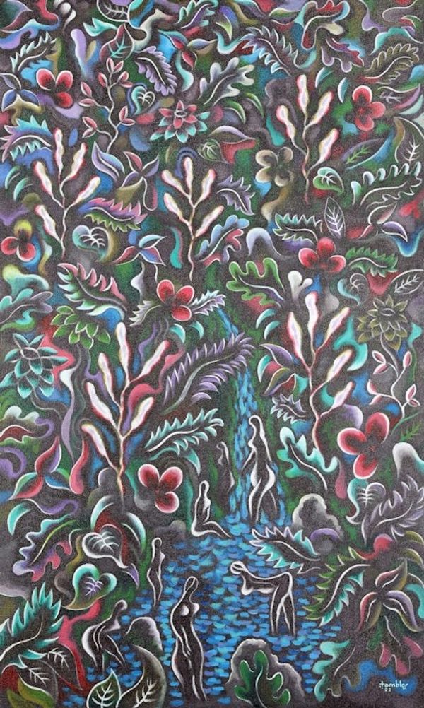 Alternate image for Impressionist Acrylic Painting of the Ayung River in Bali River View