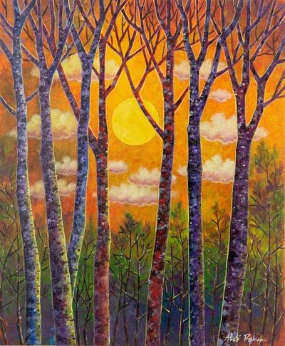 Alternate image for Nature Scene Original Acrylic Painting Beautifulness Sunrise