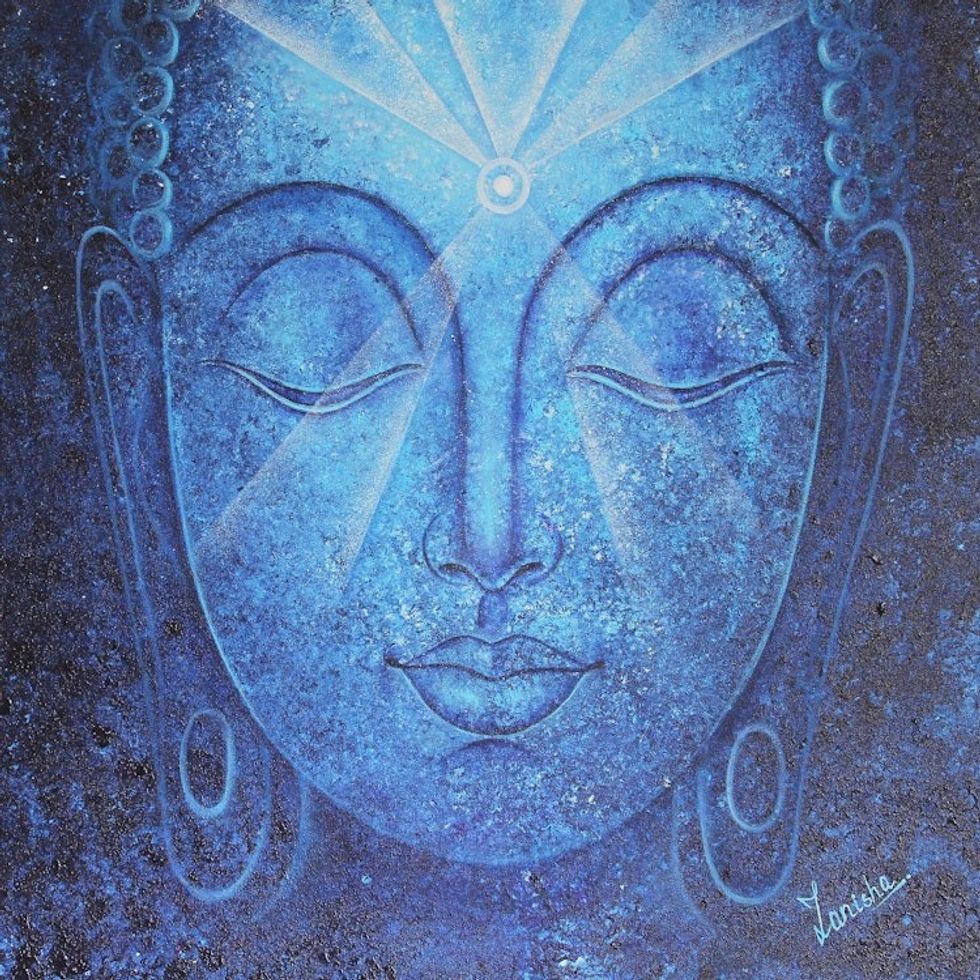 Original Buddha Acrylic Painting on Canvas from India 'Rising Into Enlightenment'