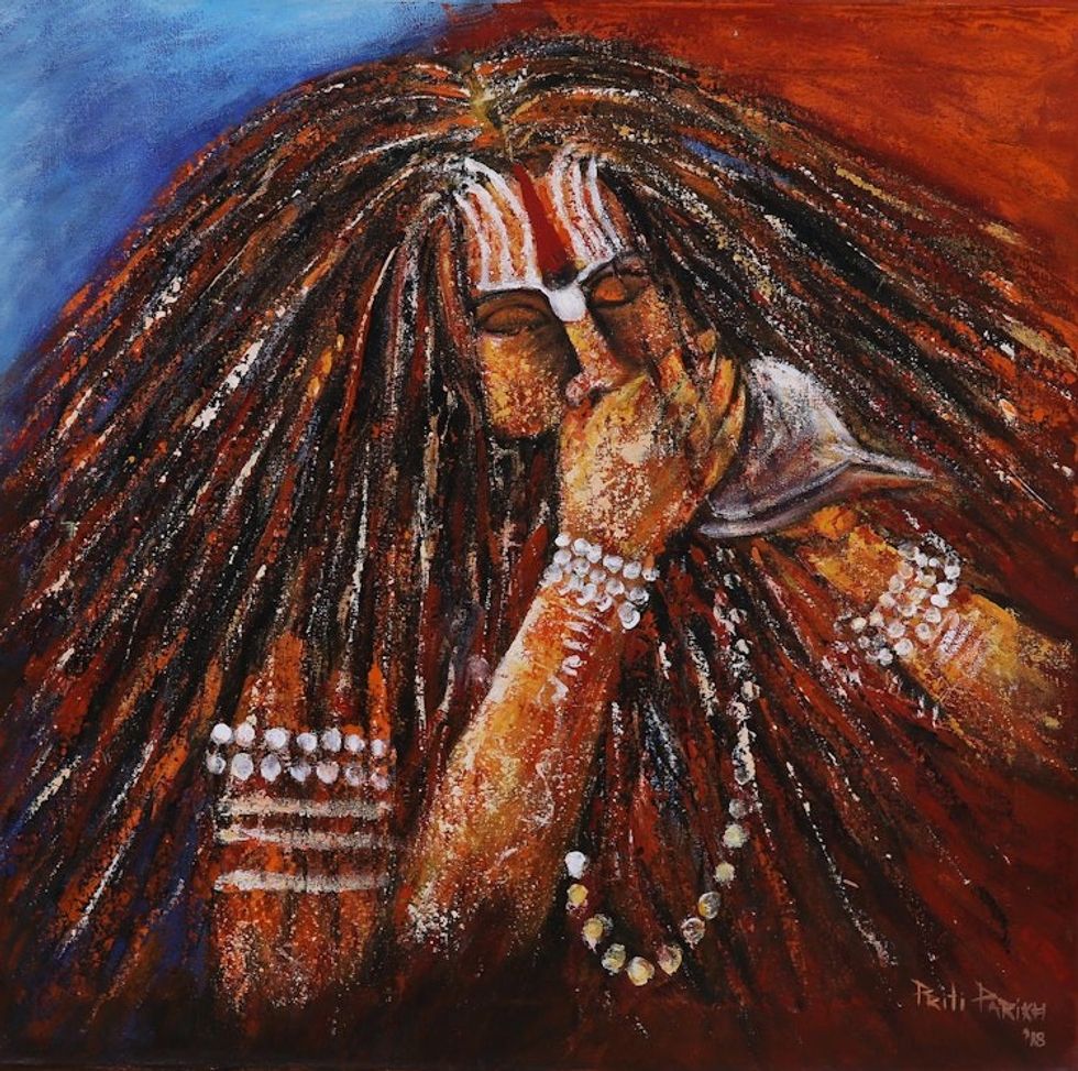 Colorful Expressionist Painting of a Sadhu from India 'Sadhu the Hermit III'