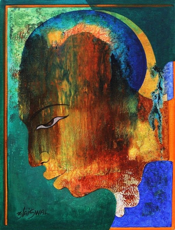 Image for India Signed Mans Portrait in Jewel Colors Colors of Life