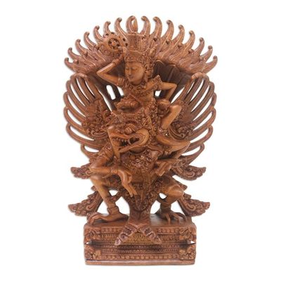 Alternate image for Hindu Suar Wood Sculpture of Vishnu from Bali Garuda and Vishnu