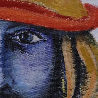 Alternate image for Expressionist Painting of a Sadhu in Blue from India Sadhu the Hermit IV