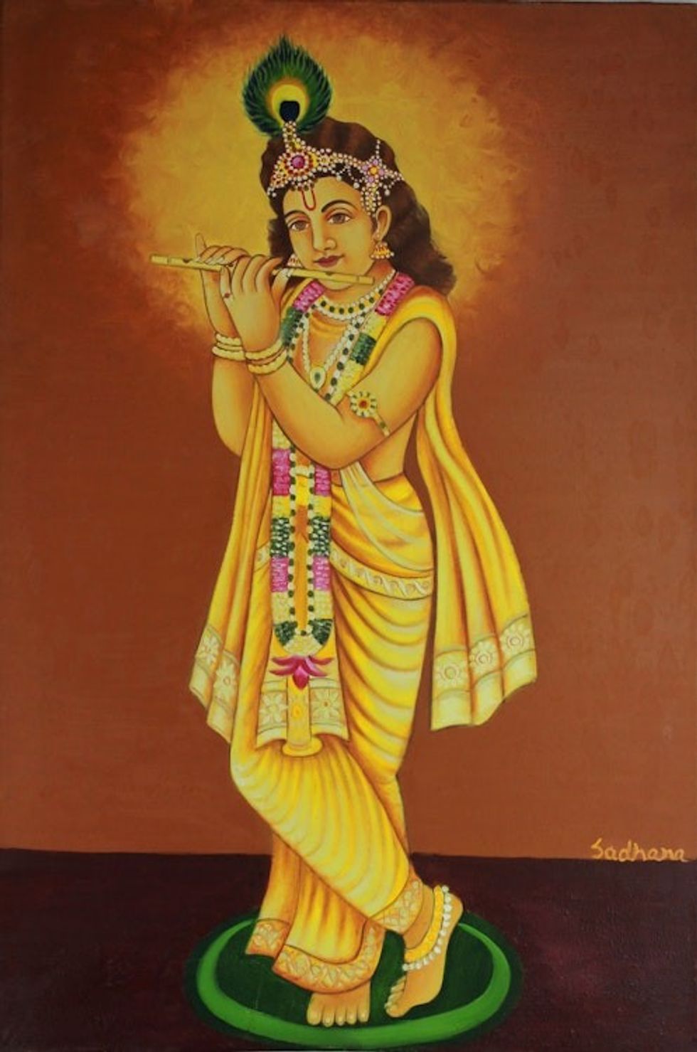 Young Krishna Hindu Painting 'Music of Love'