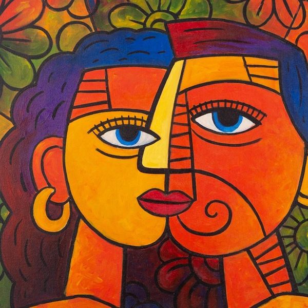 Alternate image for Cubist Acrylic Figure Painting from Java Kiss You