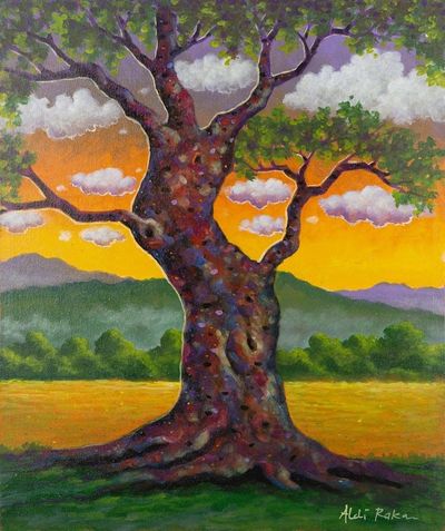 Alternate image for Original Signed Acrylic Landscape Painting Trees Always Give