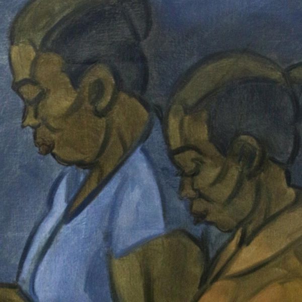 Alternate image for Signed Expressionist Painting of Two Saleswomen from Bali Canang Seller