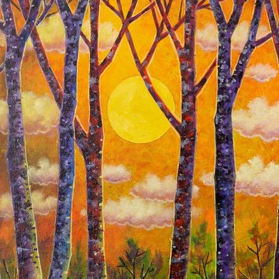 Alternate image for Nature Scene Original Acrylic Painting Beautifulness Sunrise