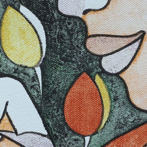 Alternate image for India Modern Cubist Painting of a Young Buddha Peaceful Nature
