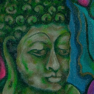 Alternate image for Acrylic Painting of Buddha in Jungle Natural Buddha