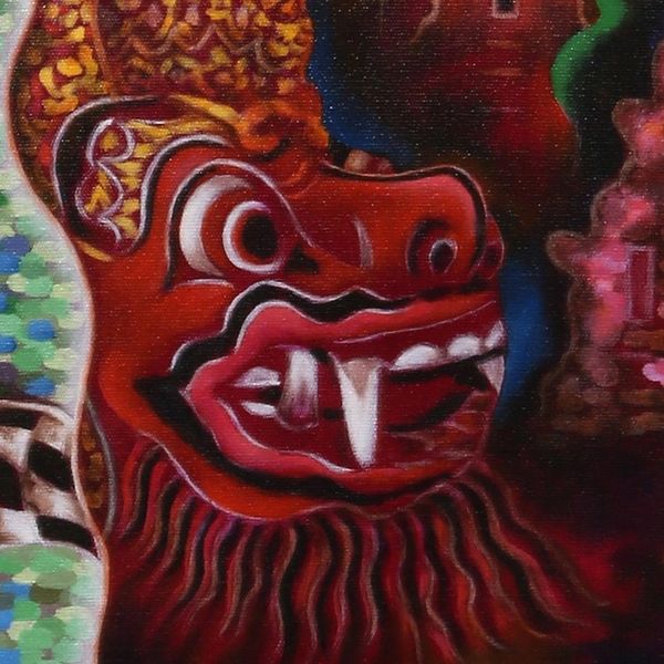 Alternate image for Signed Expressionist Landscape Painting from Bali Full Moon in March 2019