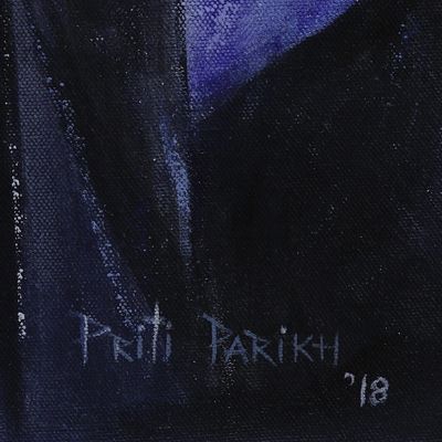 Alternate image for Expressionist Painting of a Sadhu in Blue from India Sadhu the Hermit IV