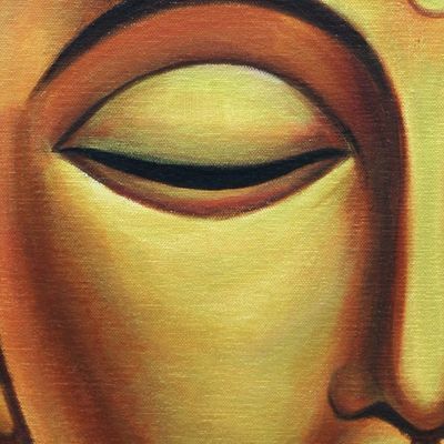 Alternate image for Portrait of Golden Buddha Meditating Signed Painting Buddha - Prince of Peace