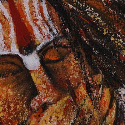 Alternate image for Colorful Expressionist Painting of a Sadhu from India Sadhu the Hermit III