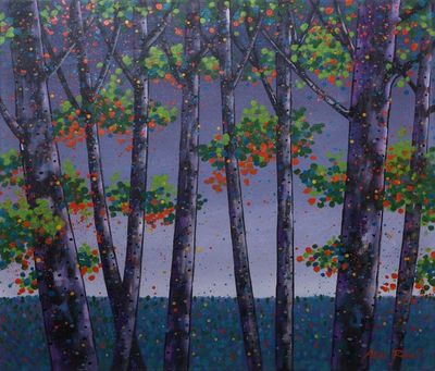 Alternate image for Javanese Acrylic Landscape Painting on Canvas Forest Coolness