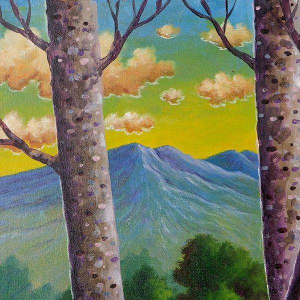 Alternate image for Mountain Scene Acrylic on Canvas Painting Volcano in the Distance