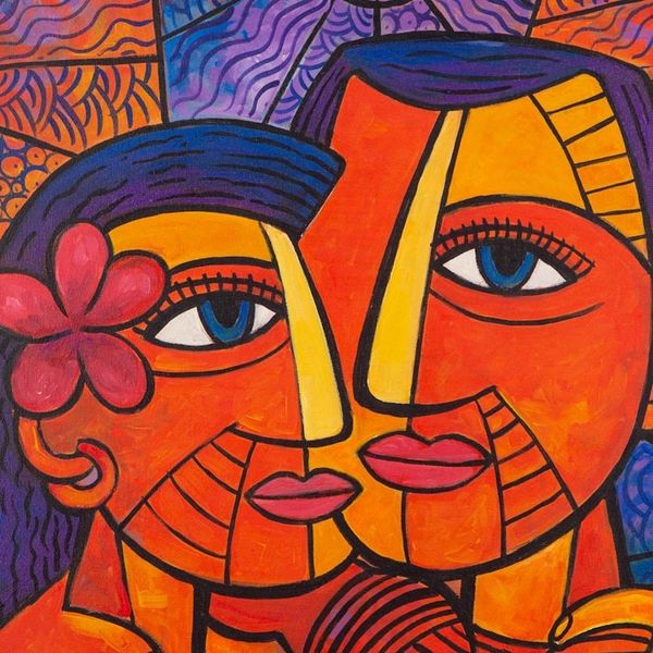 Alternate image for Romantic Acrylic Painting on Canvas Dayu and Made