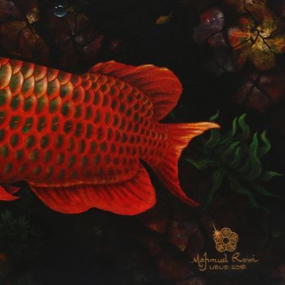 Alternate image for Signed Realist Arowana Fish Painting from Bali 2010 Refreshing