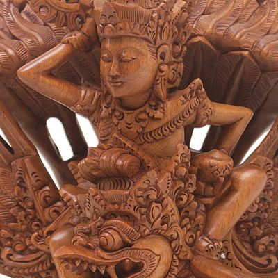 Alternate image for Hindu Suar Wood Sculpture of Vishnu from Bali Garuda and Vishnu