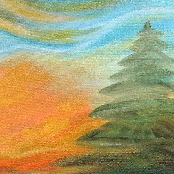Alternate image for Oil on Canvas Swan Painting Sarasvati Lake