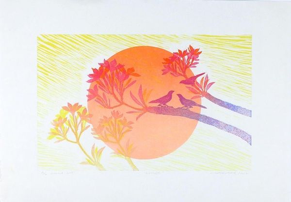 Alternate image for Sun and Tree Limited Edition Ink Print from Thailand Sun Light