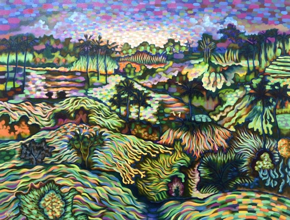 Impressionist Painting in Delod Pangkung Village from Bali 'Delod Pangkung in My Dream'