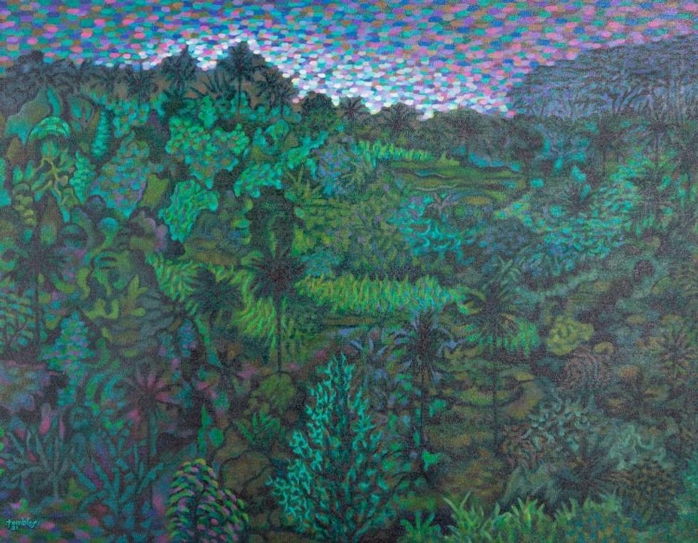 Balinese Acrylic Forest Painting on Canvas 'Near My Village'