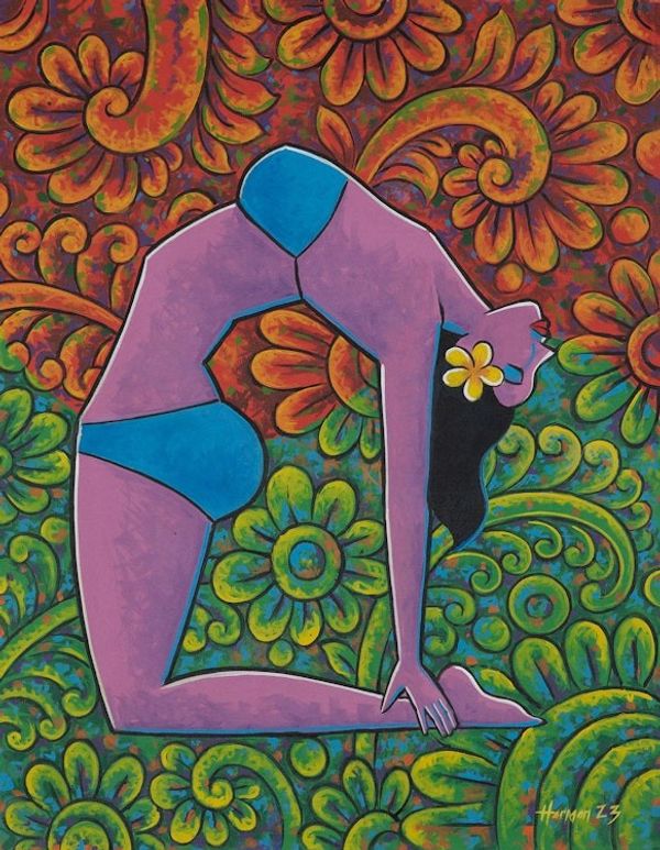 Alternate image for Signed Unstretched Floral Expressionist Acrylic Painting Equilibrium