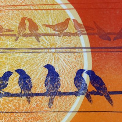 Alternate image for Moon and Birds Limited Edition Ink Print from Thailand Lunar Eclipse