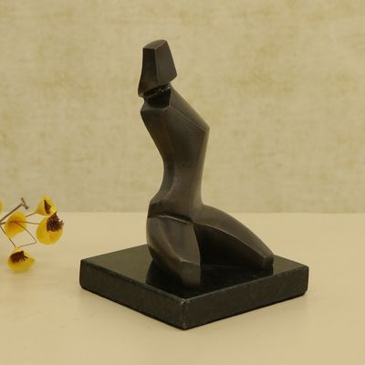Alternate image for Abstract Bronze Sculpture of Woman Seated with Granite Base Seated Woman III