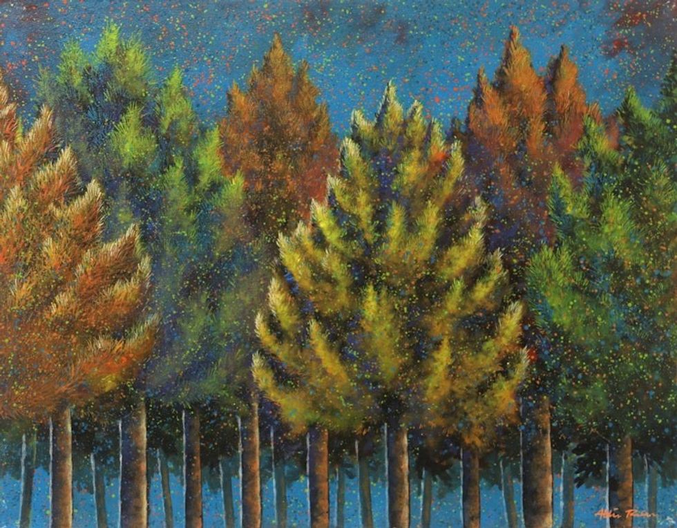 Acrylic Landscape Painting on Canvas 'Peace in Fir Forest'