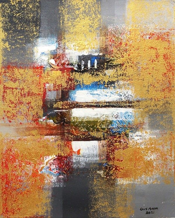 Alternate image for Signed Abstract Unstretched Painting with Warm Colors Great Glory