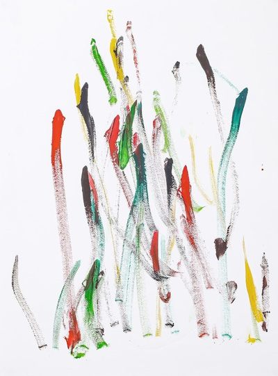 Alternate image for Thai Elephant Artist Coral Painting in Primary Colors Colorful Coral