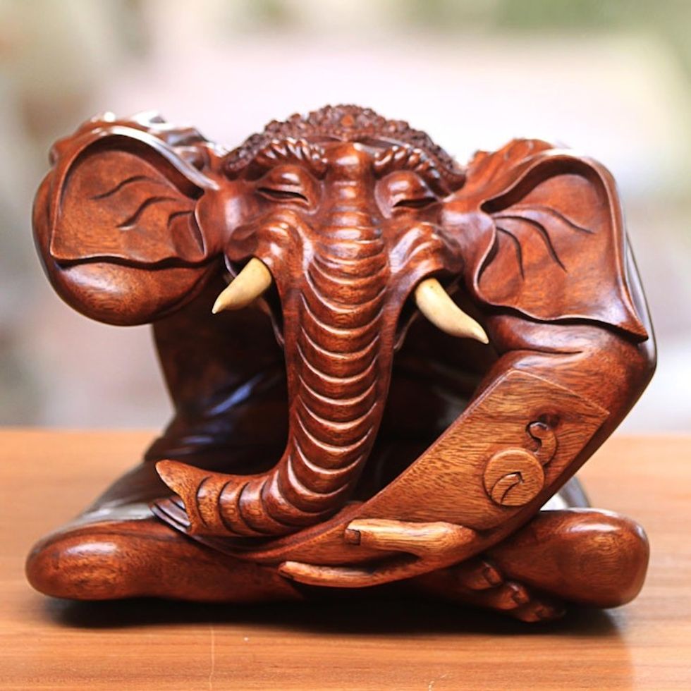 Suar Wood Sculpture of Ganesha from Bali 'Ganesha's Story'