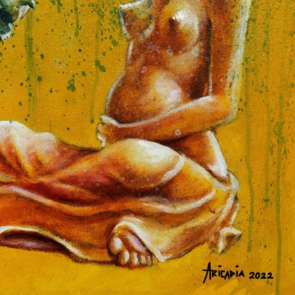 Alternate image for Expressionist Peace Painting of Pregnant Woman with Doves Peace For All Nations