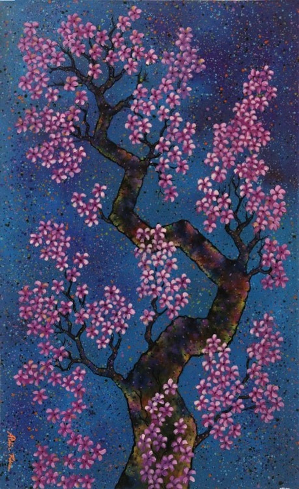 Acrylic Blossoming Tree Painting on Canvas 'Giving the Best'