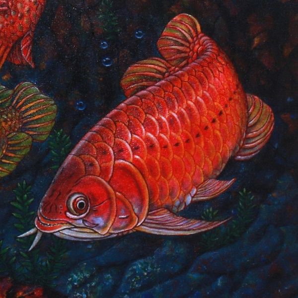 Alternate image for Signed Arowana-Themed Painting from Bali 9 Arowana II