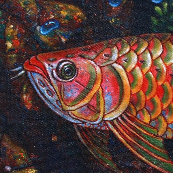 Alternate image for Signed Painting of a Rainbow Arowana Fish from Bali Rainbow Arowana