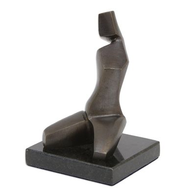 Alternate image for Abstract Bronze Sculpture of Woman Seated with Granite Base Seated Woman III