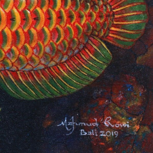 Alternate image for Signed Painting of a Rainbow Arowana Fish from Bali Rainbow Arowana