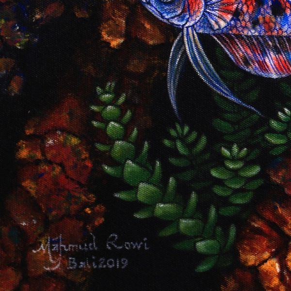 Alternate image for Signed Betta Fish Couple Painting from India A Couple Teen Betta Fish
