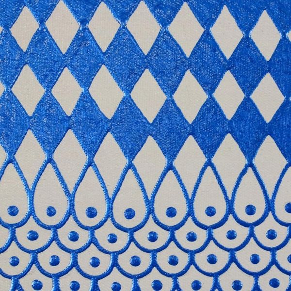 Alternate image for Signed Op Art Painting of a Cat in Blue from Thailand Turn Around