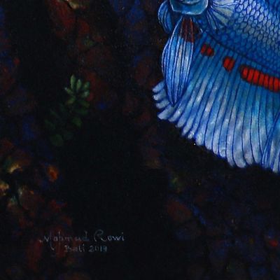 Alternate image for World Peace-Themed Signed Painting Betta Fish Bali 2019 Harmony