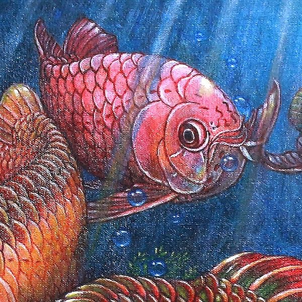 Alternate image for Signed Arowana-Themed Painting by a Balinese Artist 2019 9 Arowana I