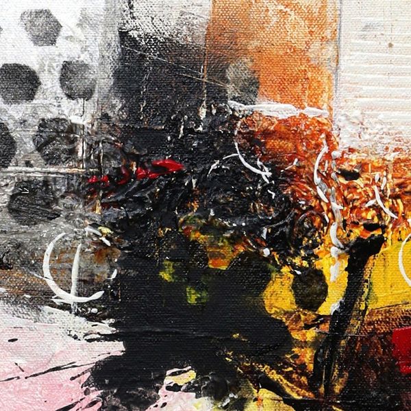 Alternate image for Signed Abstract Unstretched Painting in Warm Palette Creation Within Limitation