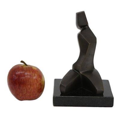 Alternate image for Abstract Bronze Sculpture of Woman Seated with Granite Base Seated Woman III