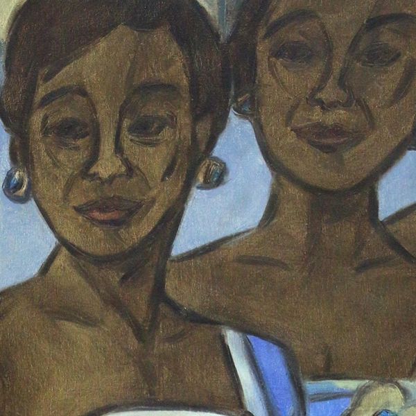 Alternate image for Original Balinese Dance Theme Portrait in Shades of Blue Backstage Dancers